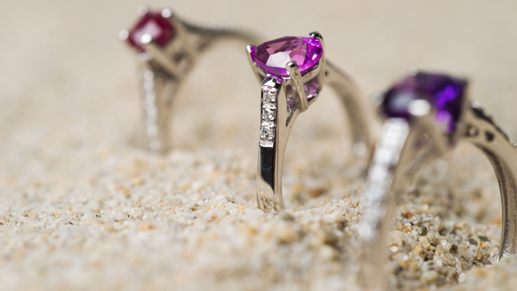 3 gemstone rings