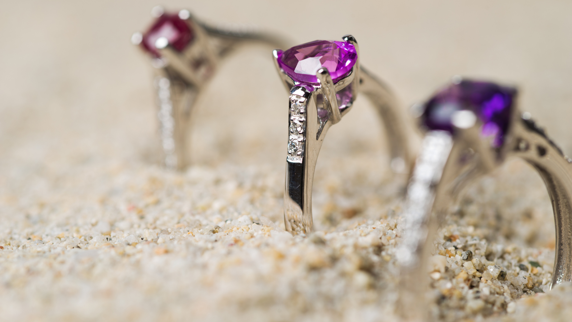 3 gemstone rings